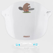 Funny beaver with chainsaw cartoon humor  face shield (Front w/Glasses)