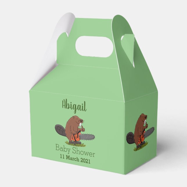 Funny beaver with chainsaw cartoon humor  favor boxes (Front Side)