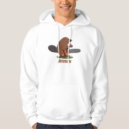 Funny beaver with chainsaw cartoon humor  hoodie