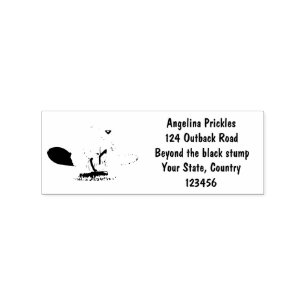 Funny beaver with chainsaw cartoon humor rubber stamp