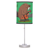 Funny beaver with chainsaw cartoon humor table lamp (Front)