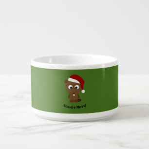 Funny Beaver-y Merry! Santa Beaver Bowl
