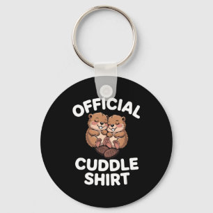 Funny Beavers Hugging Cuddle  Keychain