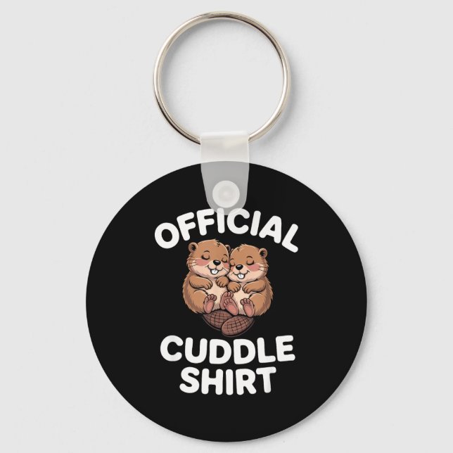 Funny Beavers Hugging Cuddle  Keychain (Front)
