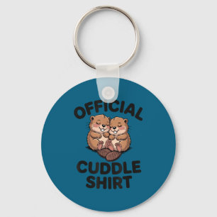 Funny Beavers Hugging Cuddle Keychain