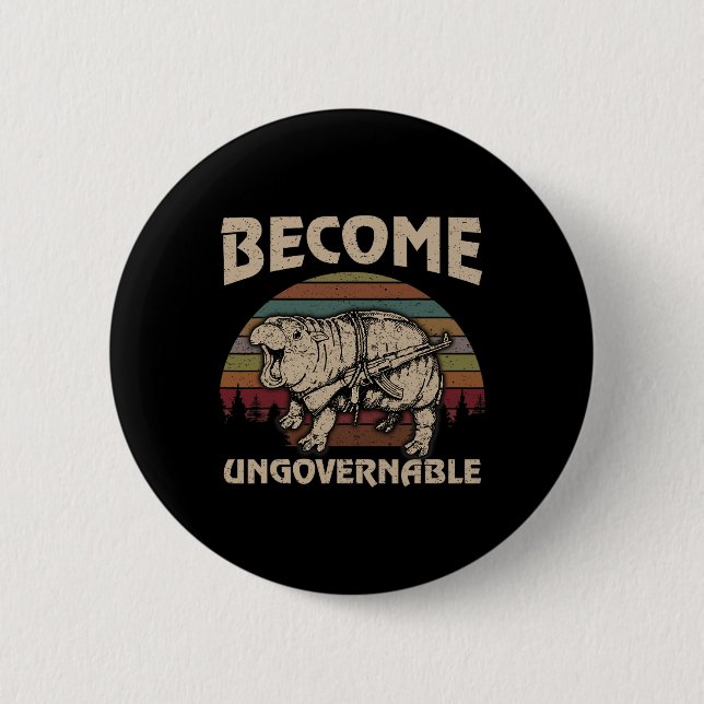 Funny Become Ungovernable Moo Deng Cute Ba  Button (Front)