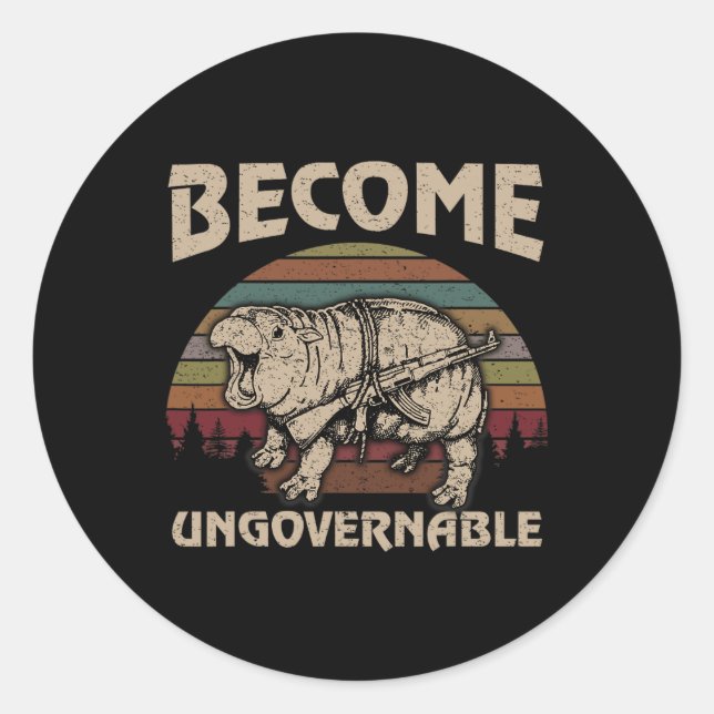 Funny Become Ungovernable Moo Deng Cute Ba  Classic Round Sticker (Front)