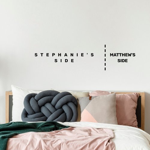 Funny Bedroom Decal for Couples His Side Her Side