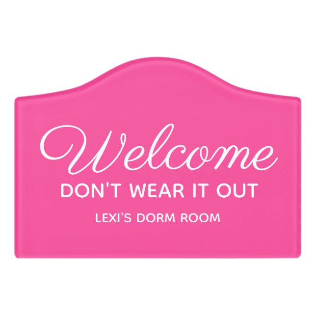Funny Bedroom Dorm Room Welcome Door Sign (Small Crest Front)
