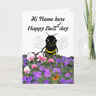 Funny Bee Birthday Card, add Name Card