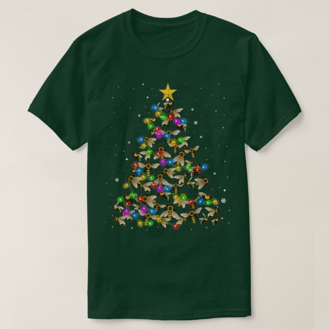 Funny Bee Christmas Tree Bee Christmas Lover  T-Shirt (Design Front)