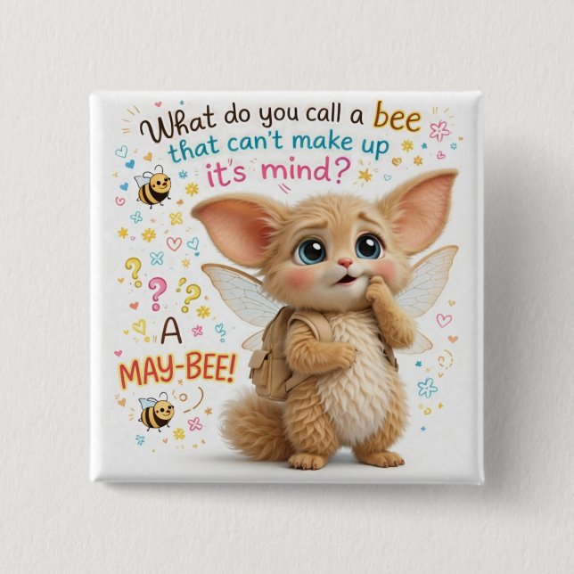 Funny Bee Dad Joke Button (Front)
