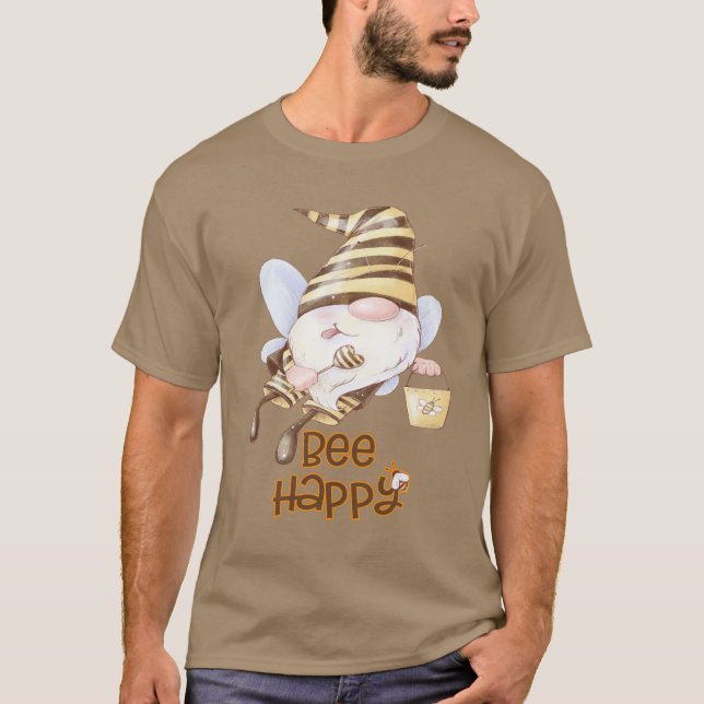 Funny Bee Gnome with Pail of Honey T-Shirt (Front)