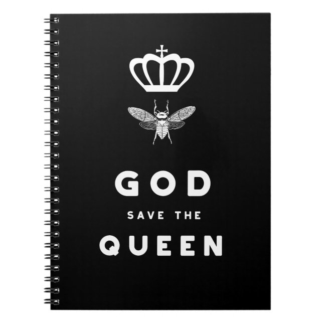 Funny Bee. God Save the Queen. Nerdy Humor Notebook (Front)