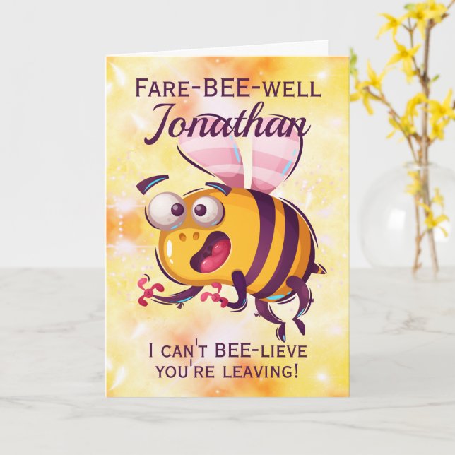 Funny Bee Goodbye Leaving Card (Yellow Flower)