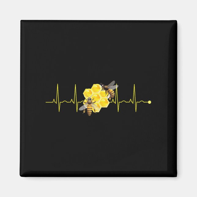 Funny Bee Heartbeat Hive Nature Buzzing Insect Lov Magnet (Front)