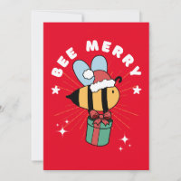 FUNNY BEE MERRY CHRISTMAS PRESENT CARD