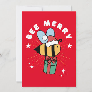 FUNNY BEE MERRY CHRISTMAS PRESENT CARD