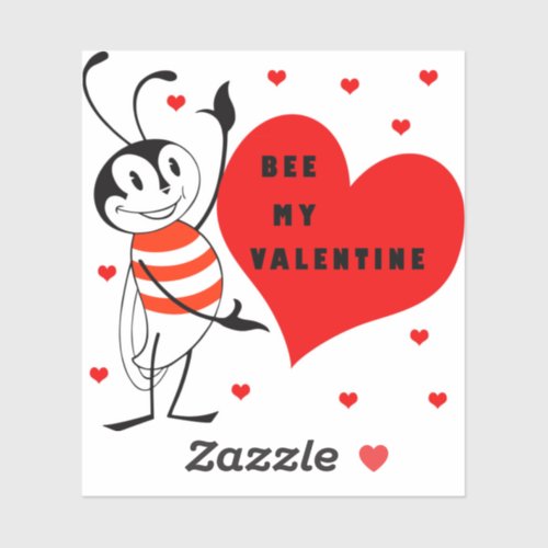 Funny Bee My Valentine Design Sticker