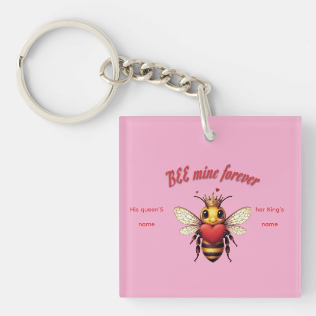 Funny Bee Pun Valentine  Keychain (Front)