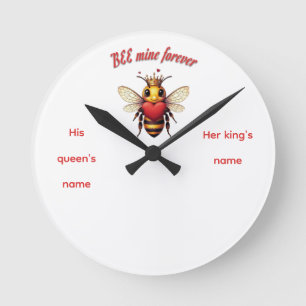 Funny Bee Pun Valentine  Round Clock