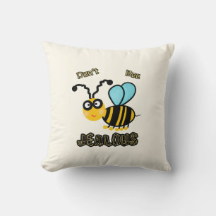 Funny bee throw pillow