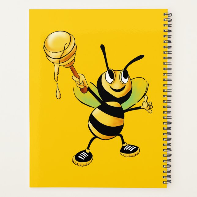 Funny Bee With Honey Spoon Wearing Sneakers  Planner (Back)