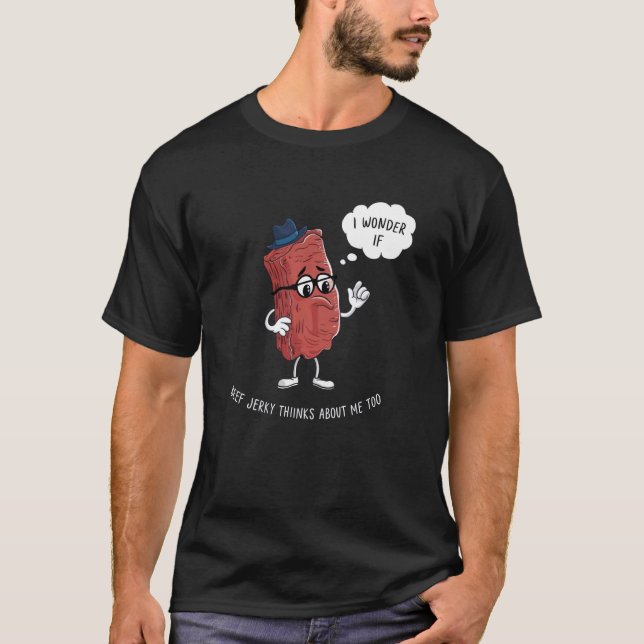 Funny Beef Jerky Lover Cartoon Design T-Shirt (Front)