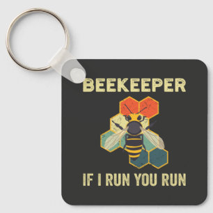 Funny Beekeeper Bee Honeycomb Beekeeping Keychain