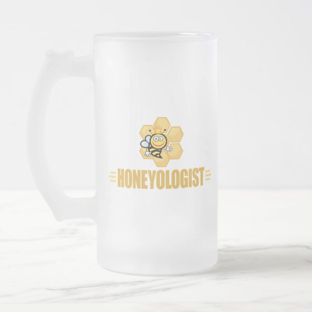 Funny Beekeeper's Frosted Glass Beer Mug (Left)
