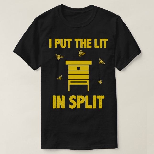 Funny Beekeeping Bee Hive Split 1 T-Shirt (Design Front)