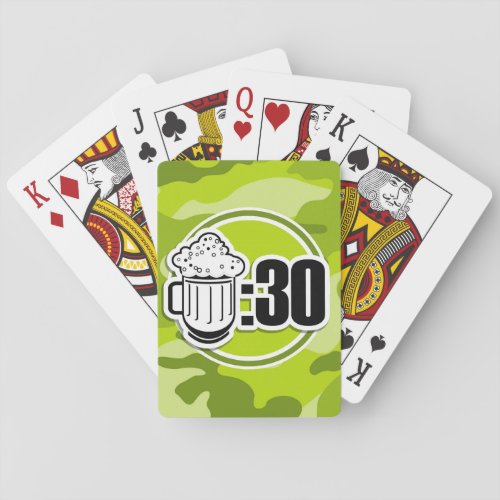 Funny Beer  30 bright green camo camouflage Poker Cards