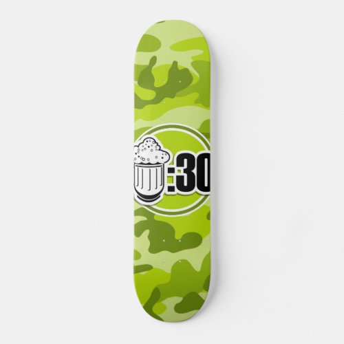 Funny Beer  30 bright green camo camouflage Skateboard