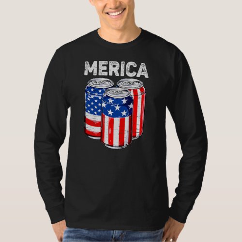 Funny Beer American Flag USA 4th Of July Drinking T_Shirt
