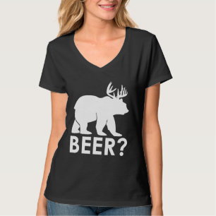 Funny Beer Bear Deer Hunting  Hiker Hunter Camping T-Shirt