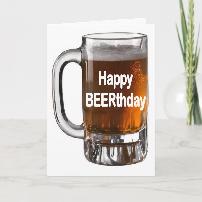Funny BEER birthday card HAPPY BEERTHDAY (Front)