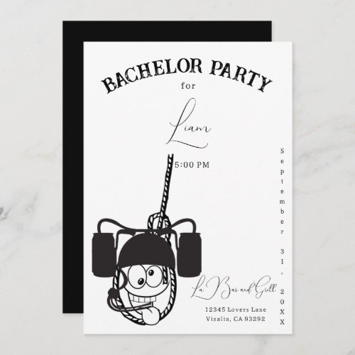 Funny Beer Black and White Bachelor Invitation