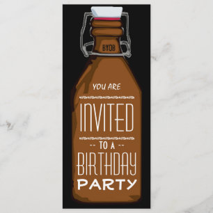 Funny Beer Bottle Birthday Party Invitation