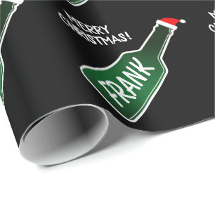 Funny beer bottle Merry Christmas custom Holiday Wrapping Paper