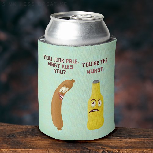 Funny Beer Bratwurst Pun Wurst Pale Ale Can Cooler