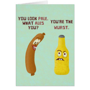 Funny Beer Bratwurst Pun Wurst Pale Ale Cards