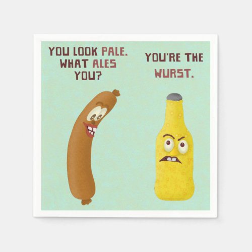 Funny Beer Bratwurst Pun Wurst Pale Ale Napkins