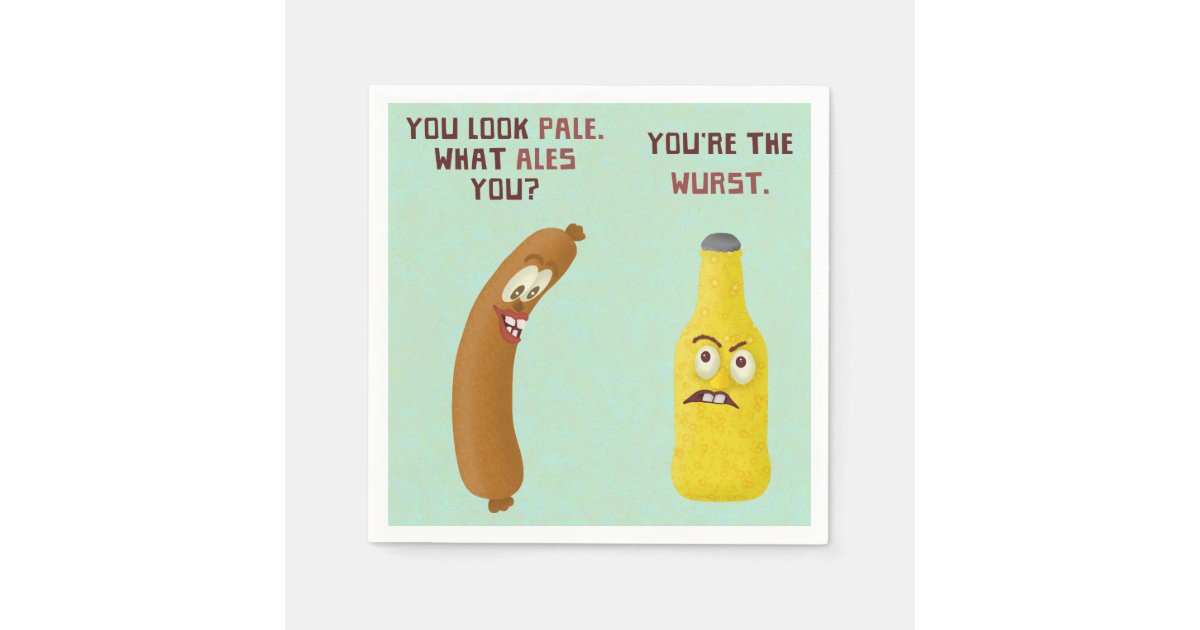 Funny Beer Bratwurst Pun Wurst Pale Ale Napkins Zazzle
