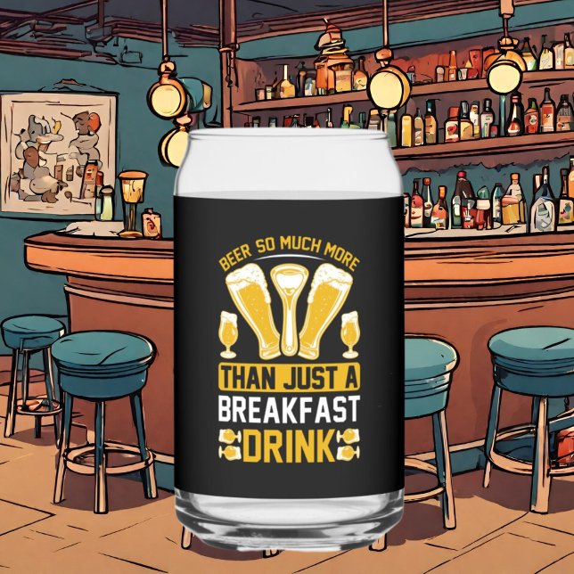 Funny beer breakfast word art can glass (Creator Uploaded)
