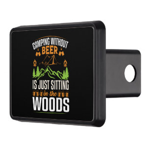 Funny beer camping word art hitch cover