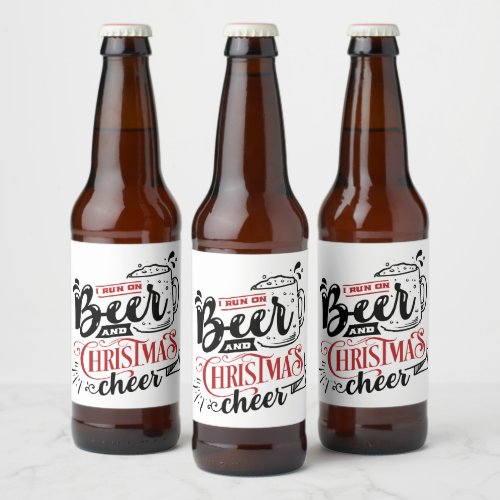 funny beer Christmas cheer word art Beer Bottle Label