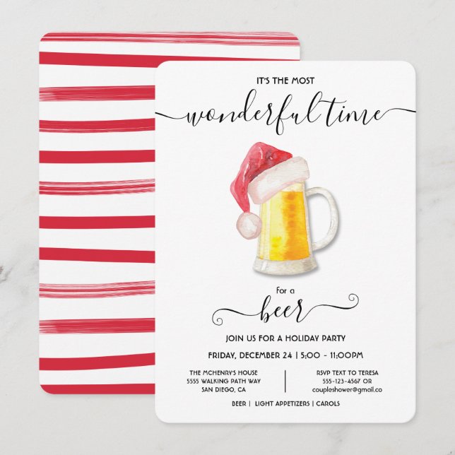 Funny Beer Christmas Holiday Party Invitation (Front/Back)