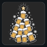 Funny Beer Christmas Tree Holiday Drinking Square Sticker<br><div class="desc">Funny Beer Christmas Tree Holiday Drinking</div>