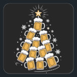 Funny Beer Christmas Tree Holiday Drinking Square Sticker<br><div class="desc">Funny Beer Christmas Tree Holiday Drinking</div>