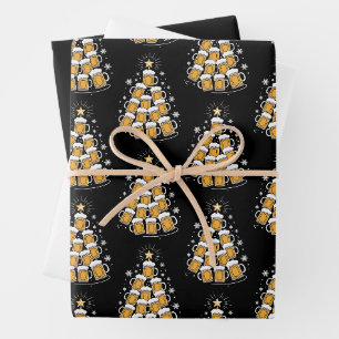 Funny Beer Christmas Tree Holiday Drinking Wrapping Paper Sheets
